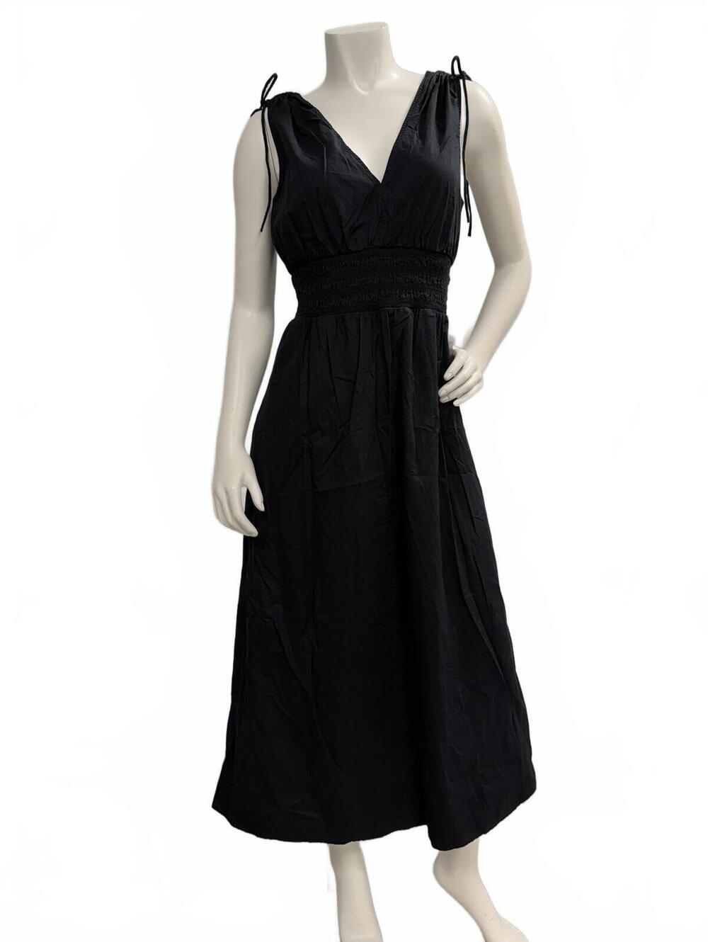 Old Navy Black Sleeveless Maxi Dress Size M Smocked Waist Boho Cotton